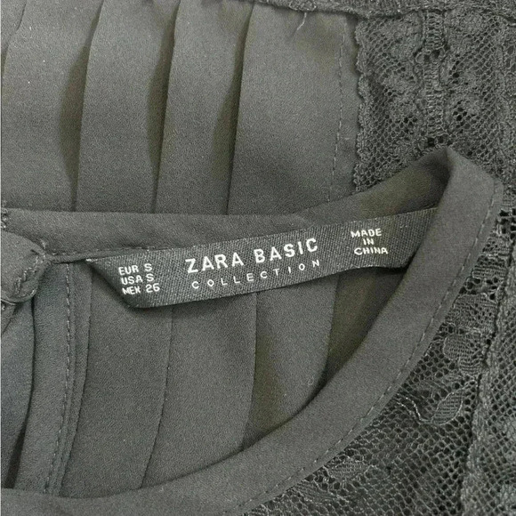 Zara black lace pleated crop top in size small - Picture 5 of 6